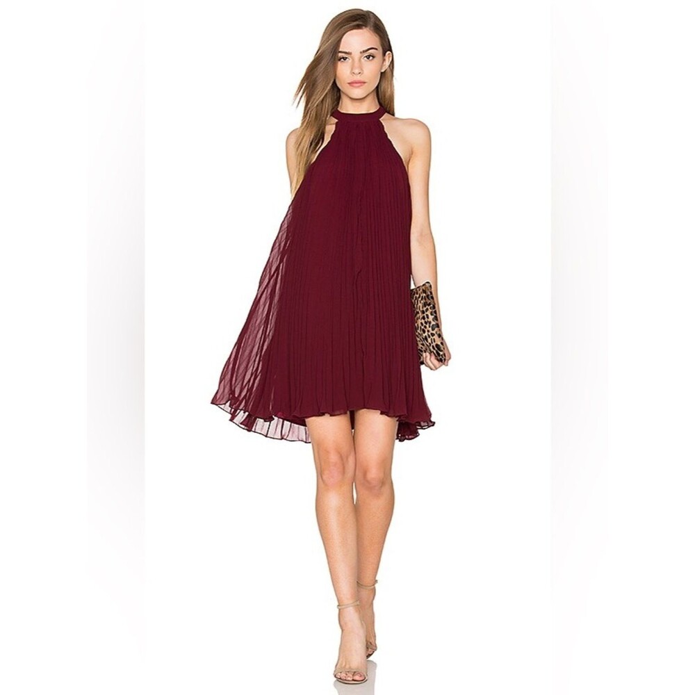 KEEPSAKE the Label Clarity Pleated Mini Dress in Fig size XS